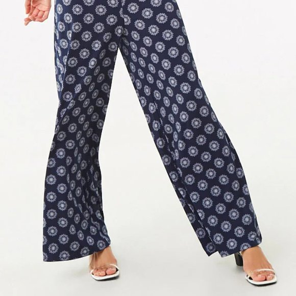 NEW Navy Blue Medallion Halter Palazzo Jumpsuit - Picture 7 of 8